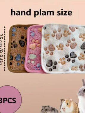 3 Soft Micro Fibre Paw Print Hand/Wipe Towels